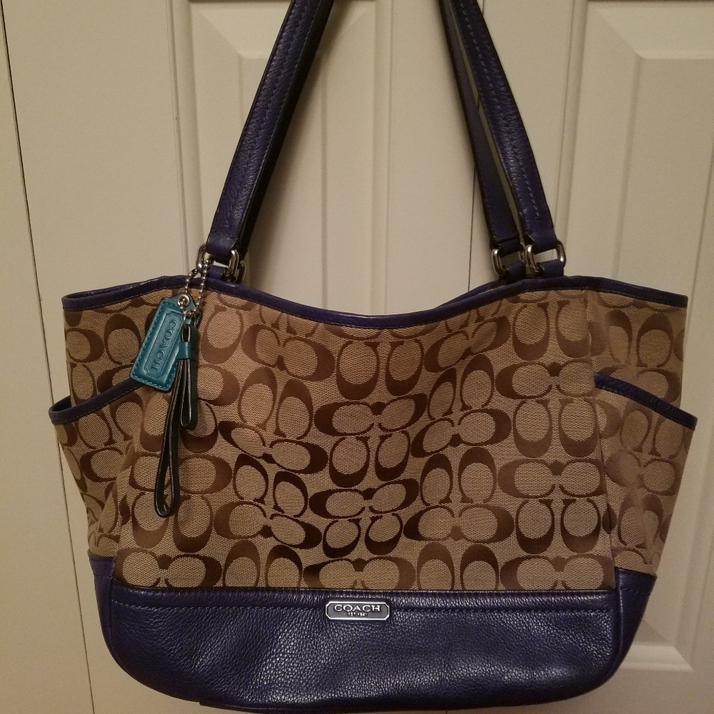 Coach brown and blue handbag